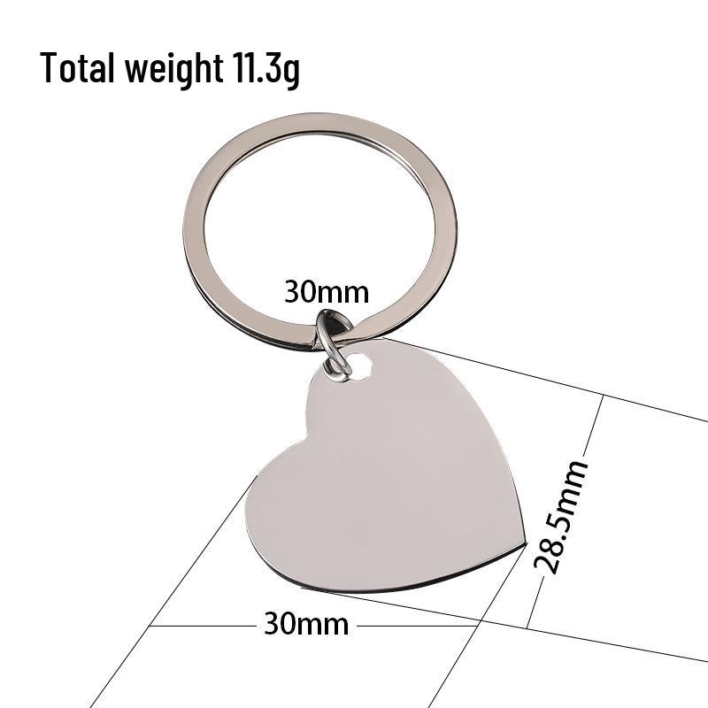Slanted Peach Heart Stainless Steel Keychain with UV Color Printing - Perfect for Engraving and Festival Gifts.