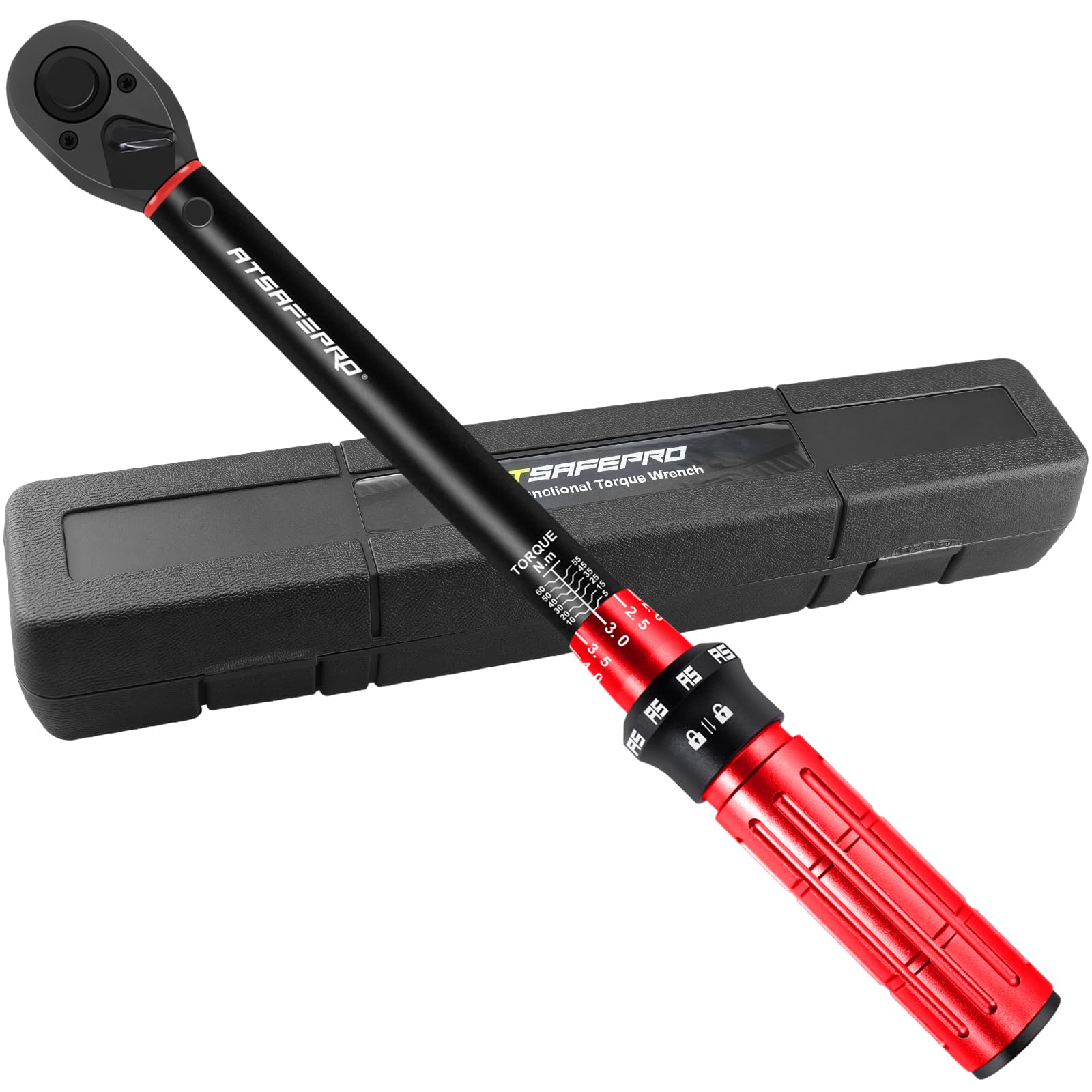 

ATsafepro Torque Wrench for for and Machine Includes Calibration Japanese Instruction and Storage Motorcycles, 5-60 N.m, 9.5mm Drive, 3/8 Torque, ±3%