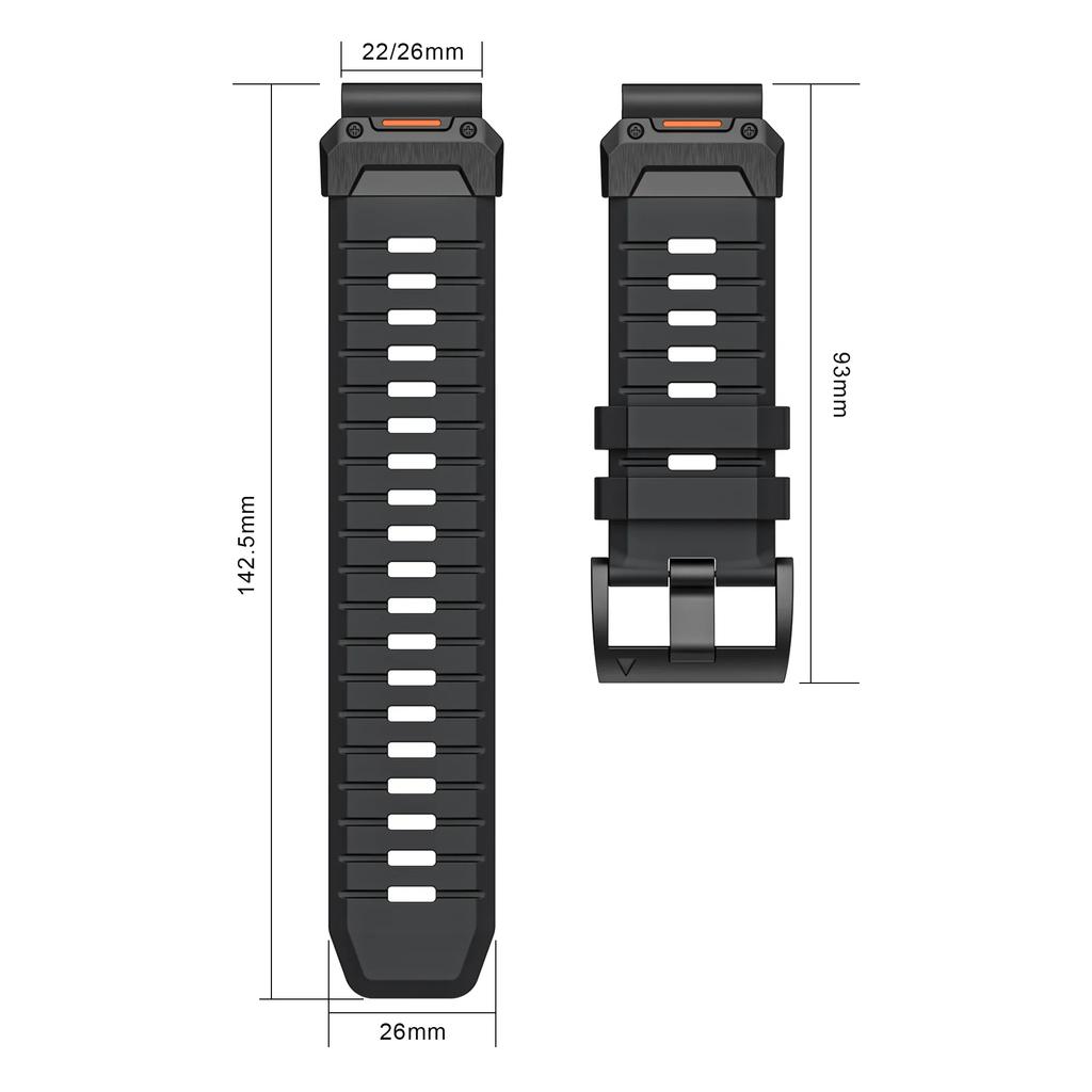 22mm 26mm Fluororubber Strap For Garmin Fenix 8 7X 6X Pro 5X Epix Pro Gen 2 47mm 51mm /Fenix 5X Plus Tactix 7 Watchband