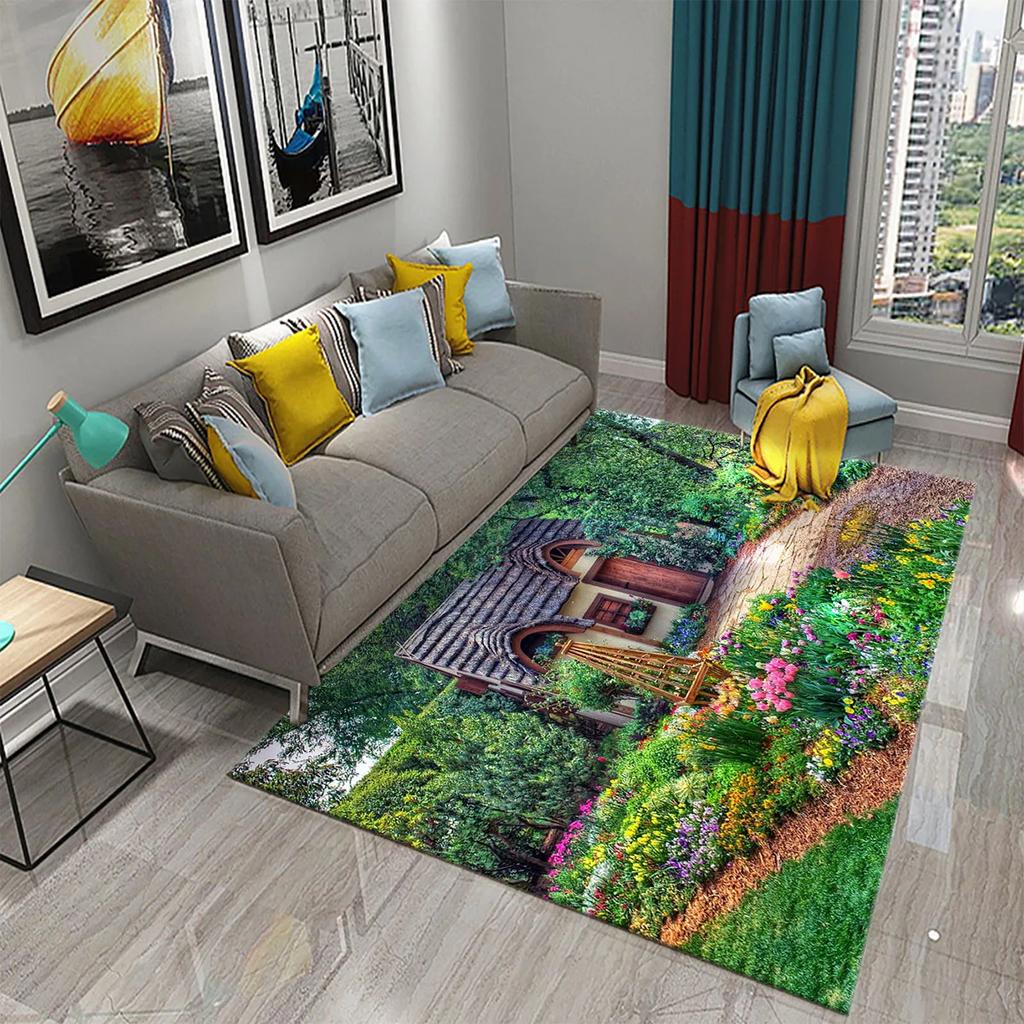 European Style Garden Carpets Colorful Flowers Rugs for Home Living Room Teens Bedroom Decor Carpet Bathroom Non-slip Area Rugs