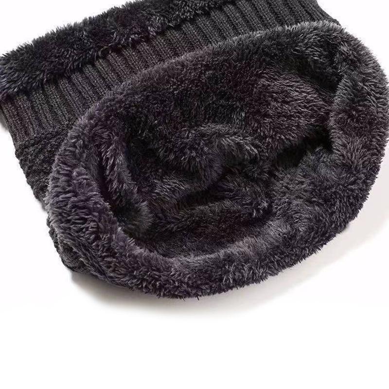Winter Warm Hat Scarf Set for Men Women Thickened Velvet Outdoor Riding Hat Beanies Windproof Cold-Resistant Knitted Scarf Cap