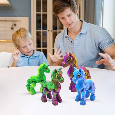 3D iespiesta zirga figūriņa, kustīgi savienojumi, ponija statuja, stresa mazināšanas Fidget rotaļlieta, izglītojošs dzīvnieka modelis, galda dekorācija