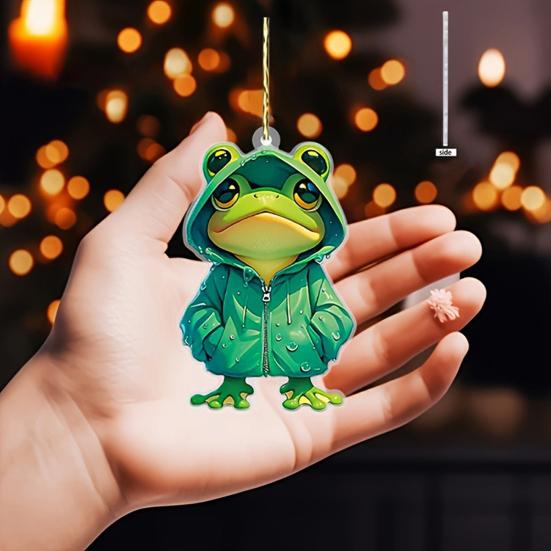 2D Flat Frog Decoration Acrylic Cartoon Frog Pendant Car Interior Hanging Ornament Frog Charm for Backpack Keychain