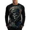 Round Neck 3D Skull Printed T-shirts Casual Short Sleeved Men's T-shirts - Soft Medium Stretch Polyester Fabric Spring and Autumn Relaxed Fit Clothing