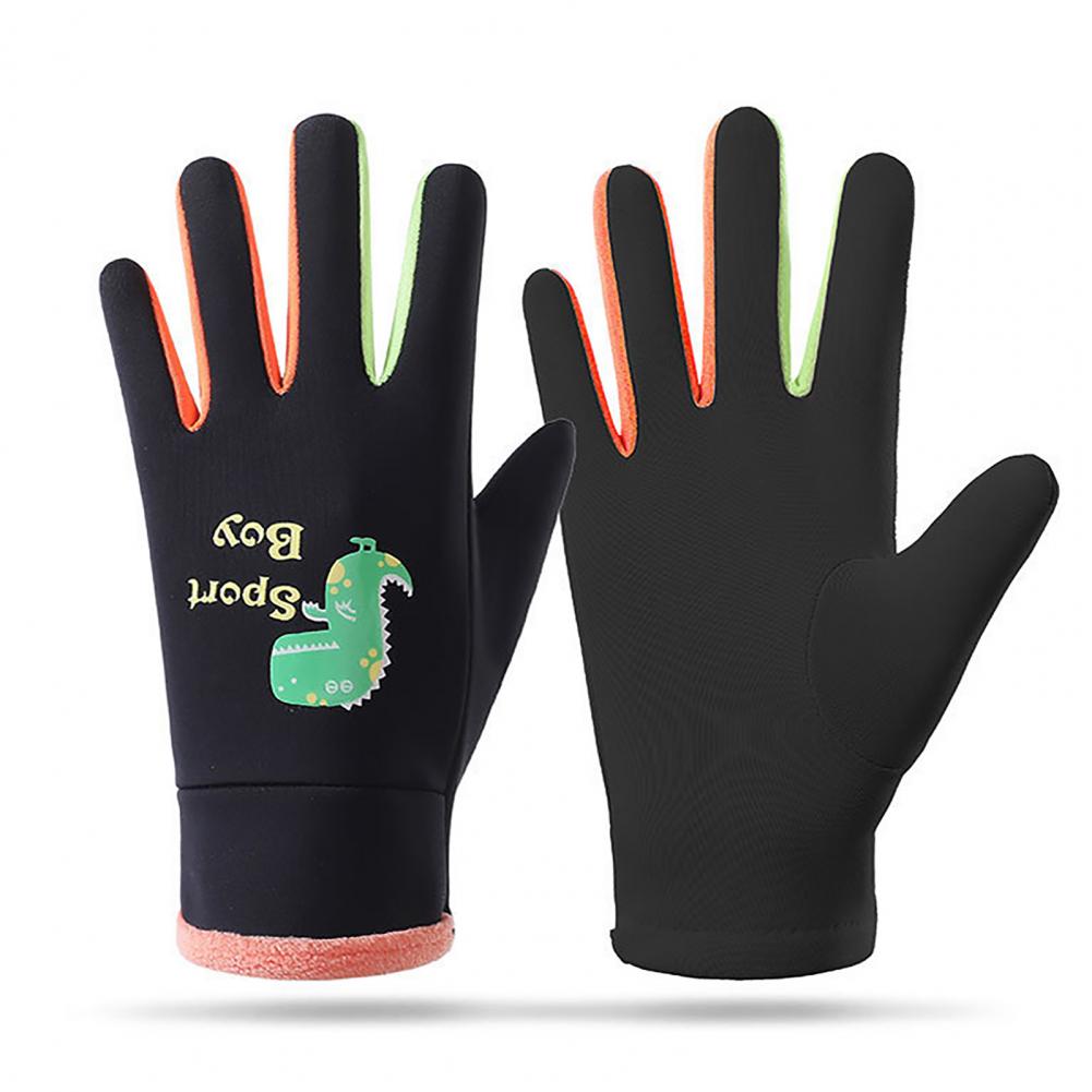 Winddichte Handschuhe Winter Warme Handschuhe Wasserabweisende Cartoon-Druck Kinder Fahrradhandschuhe Outdoor Thermische Fäustlinge mit für Winter