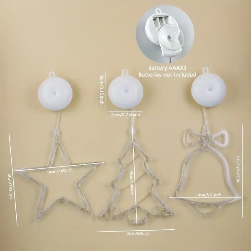 LED Weihnachten Saugnapf Lichter Weihnachtsmann Rehkitz Glocke Kiefer Stern Fenster Wand Feiertagsparty Heimdekoration Beleuchtung