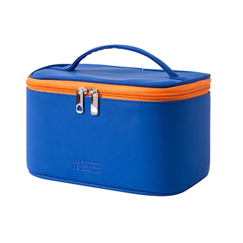 

PU Leather Cosmetic Handbag Makeup Organizer Pouch Portable Travel Toiletry Bag Sapphire