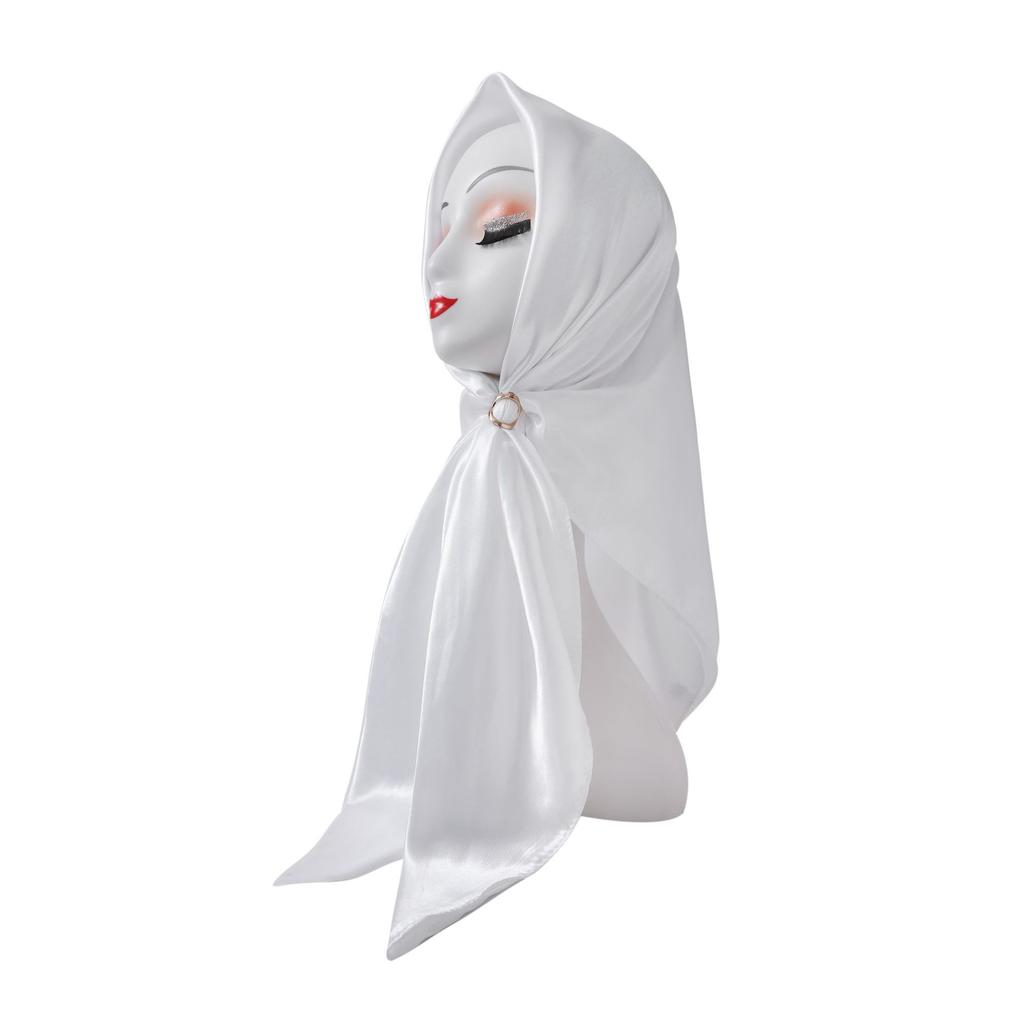 Fashionable New Versatile Headscarf Large Square Scarf Solid Color Scarf Women'S Simulated Silk Satin Scarf