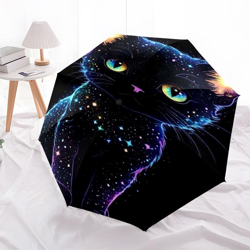 

1pc Galaxy Cat Outdoor Umbrella - Automatic Opening/Closing, Portable 3-Fold Design, 8-Bone Iron Frame, Perfect Gift for Fans and Travelers.L021