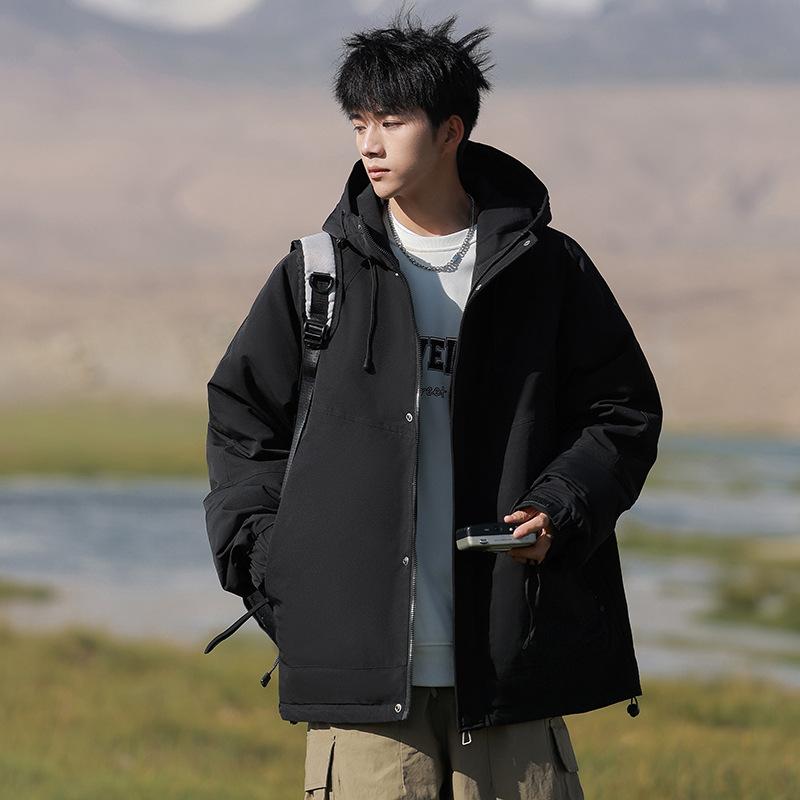 

Men s Cargo Down Jacket Winter New Loose Thickened White Duck Down Warm Winter Hooded Jacket Down Jacket M