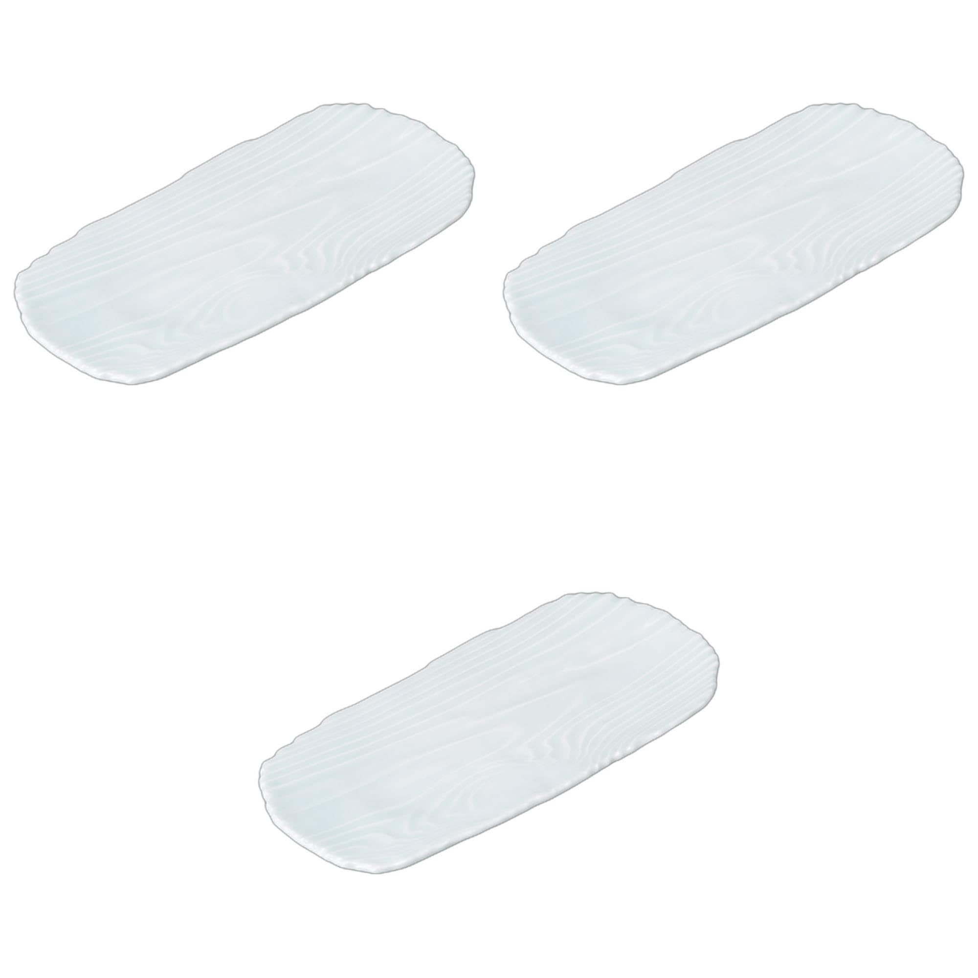 

Setomonohonpo Set of 3 Blue and White Wood Grain Yakitori Plates x x Ceramic Long Plates (Setomonohonpo) [30.5 14.5 2.3 cm]