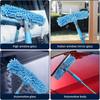 2-in-1 High Waist Window Cleaning with 10 Joint Extension Pole Stainless Steel Scraper and Squeegee Reusable Microfiber Cloth