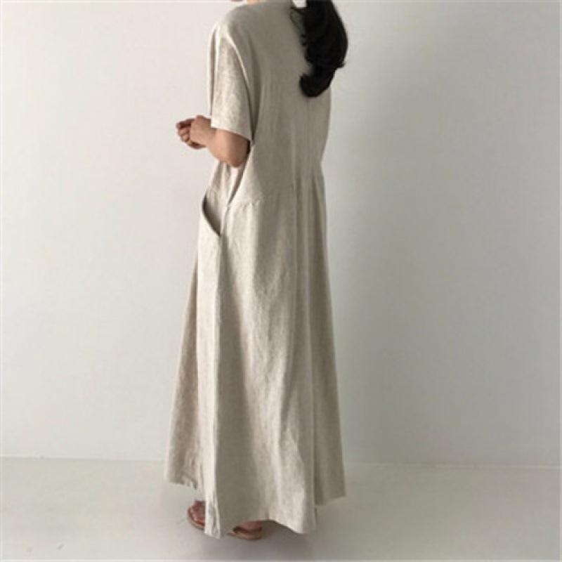 Letní volné retro šaty s výstřihem do V pro ženy