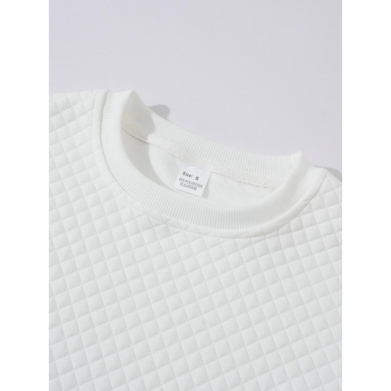 Neues Frühlings- und Herbst-Rundhals-Einfarbiges Waffel-Casual-Langarm-Pullover-Sweatshirt