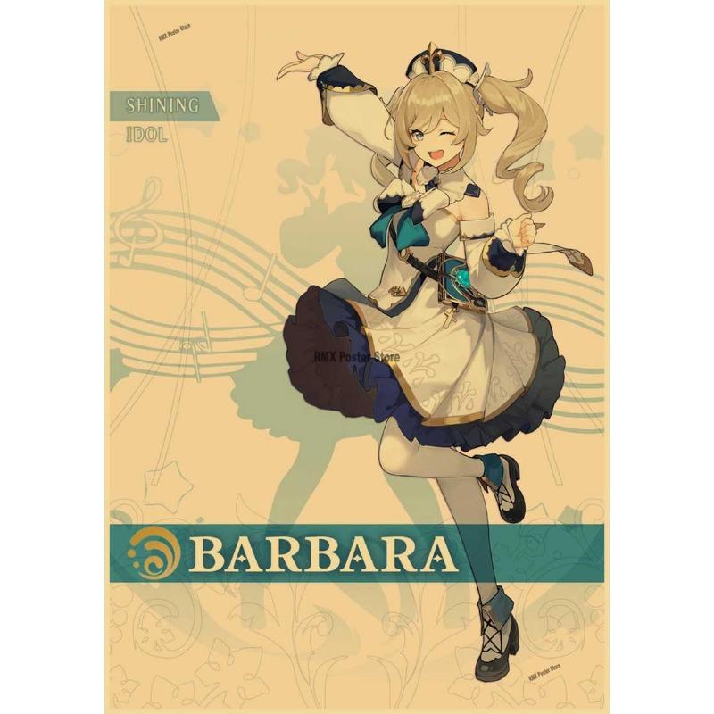 Genshin Impact Cartoon Character Posters Kraft Paper Prints Home Room Decor Study Bedroom Bar Cafe Wall Paintings Wall Stickers