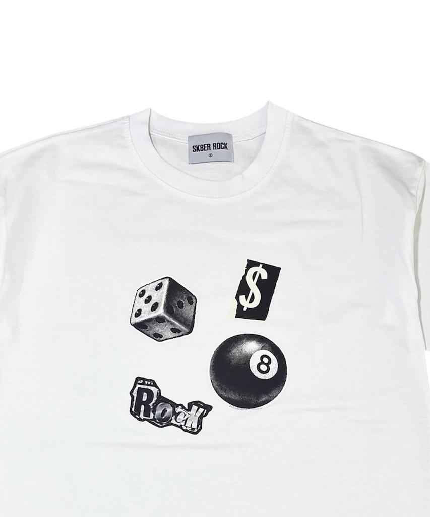 SK8ER ROCK All In 8 Collage T-Shirt ((White))