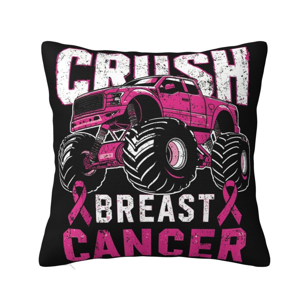 For Breast Cancer Support With Pink Ribbon Pillowcase Polyester Cushion Cover Decor Throw Pillow Case Cover Home Zipper 4040cm