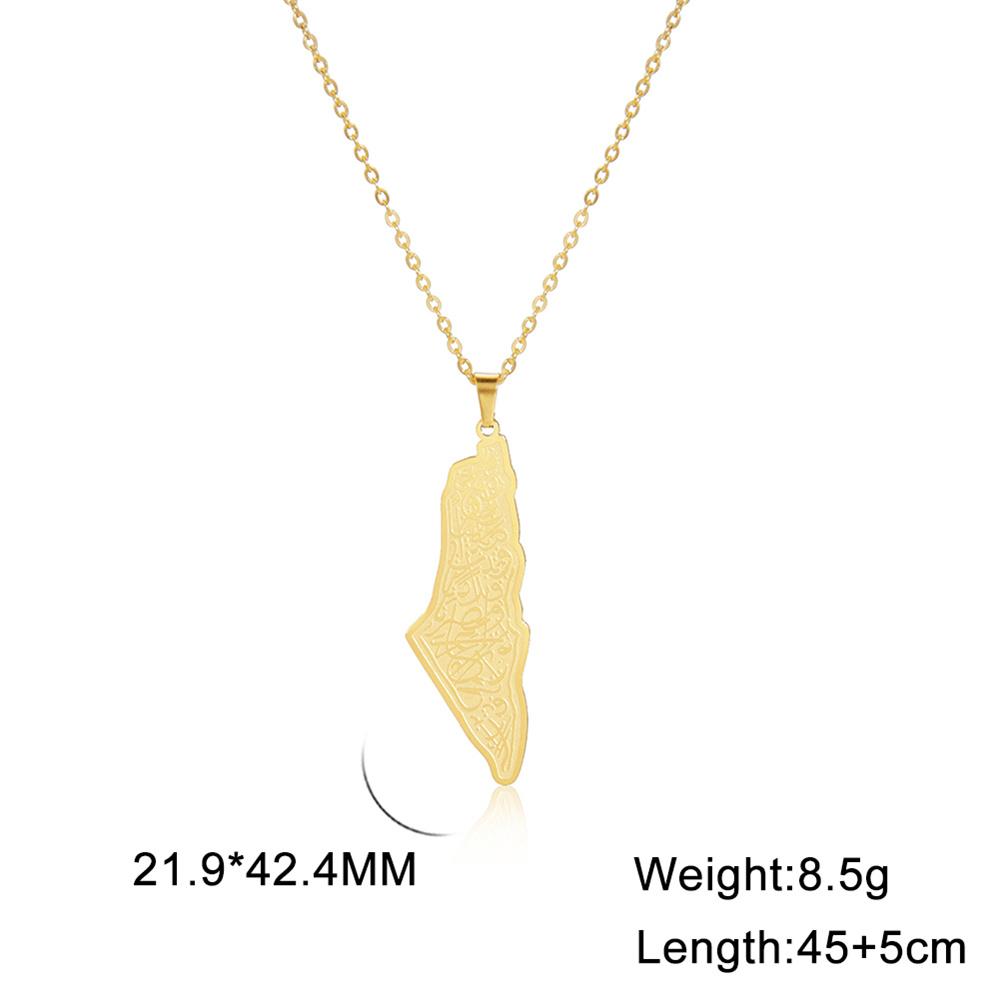  Fashion Israel Palestine Map Pendant Necklace Islamic Script Architecture Pattern Necklaces Stainless Steel Jewelry Gift