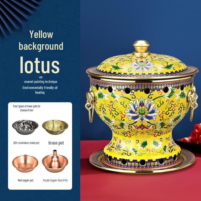 Commercial Single-Person Enamel Copper Alcohol Hot Pot