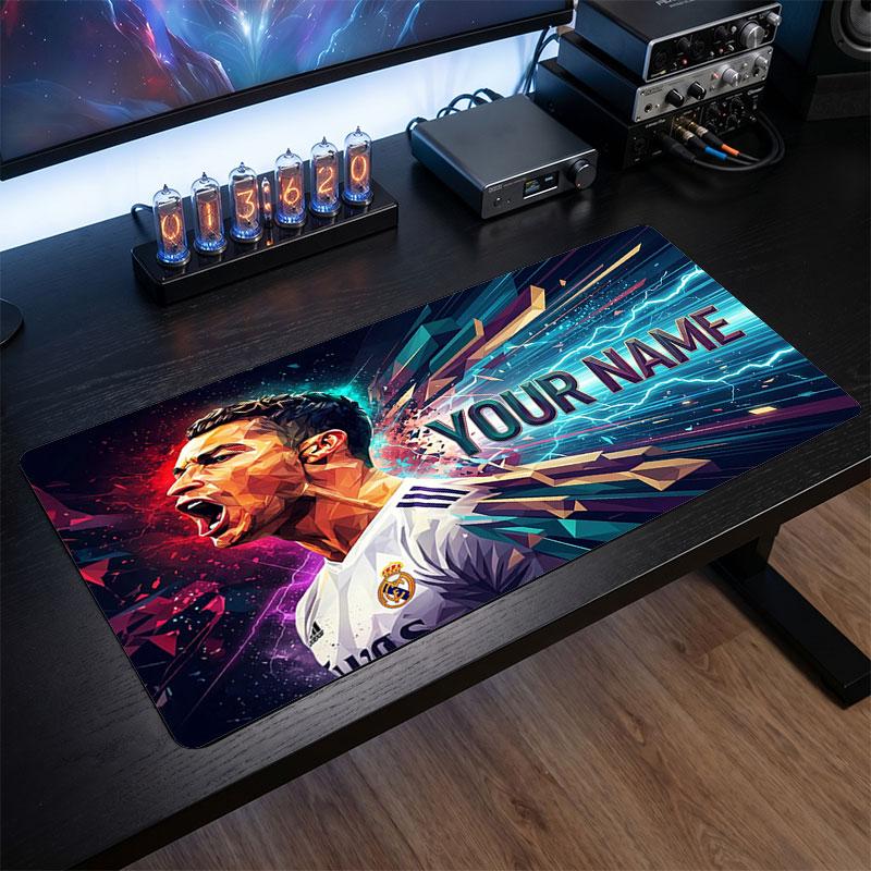 Tappetino Mouse Grande Personalizzato Cristiano Ronaldo, Stampa Testo Nome Personalizzato, Tappetino Scrivania Antiscivolo Logo Calcio Regalo Gaming