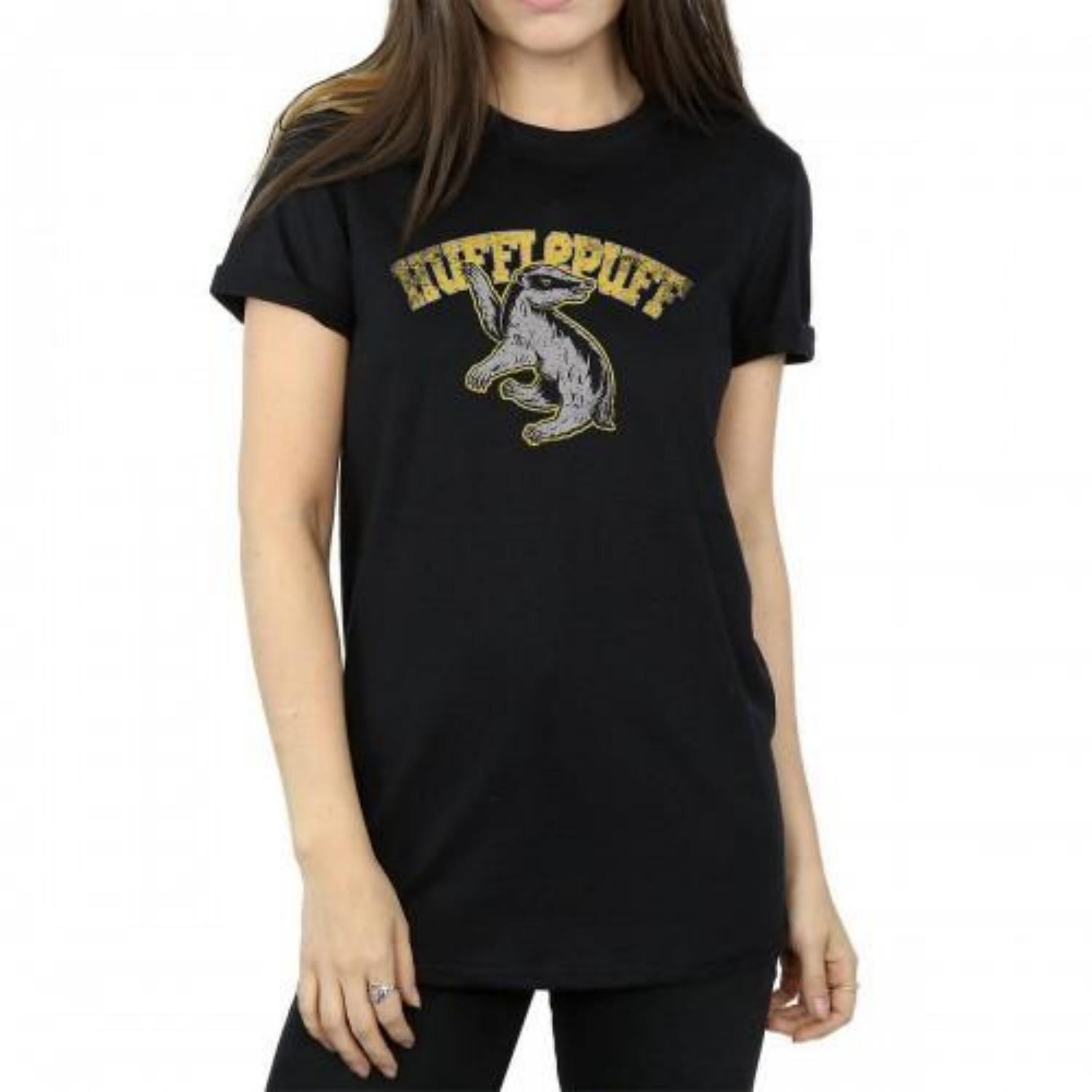 HARRY POTTER Womens_Ladies Hufflepuff Cotton Boyfriend T-Shirt S