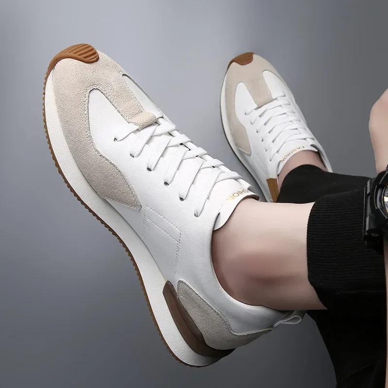 New Men Shoes Fashion Genuine Leather Casual Sport Shoes Comfortable Street Cool Cow Leather Trainers