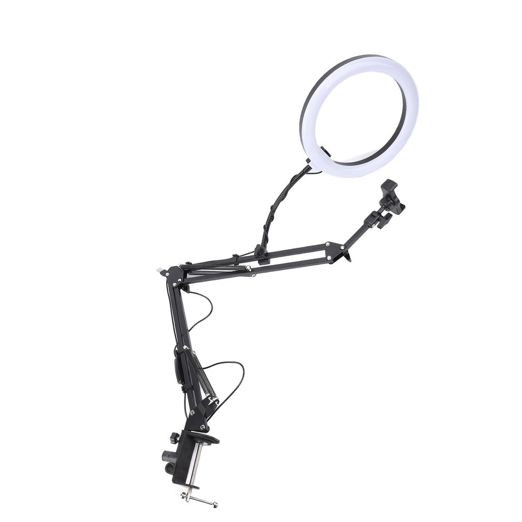 Overhead Ring Light with Phone Clip Adjustable Desktop Ring Light for Beauty Makeup Nail Art Live