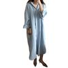 New Korean Fashion Women Shirt Long Dress Cotton and Linen Sunscreen Simple Shirt Single Breasted Lapel Solid Color Elegant Maxi Dresses Clothing 2966