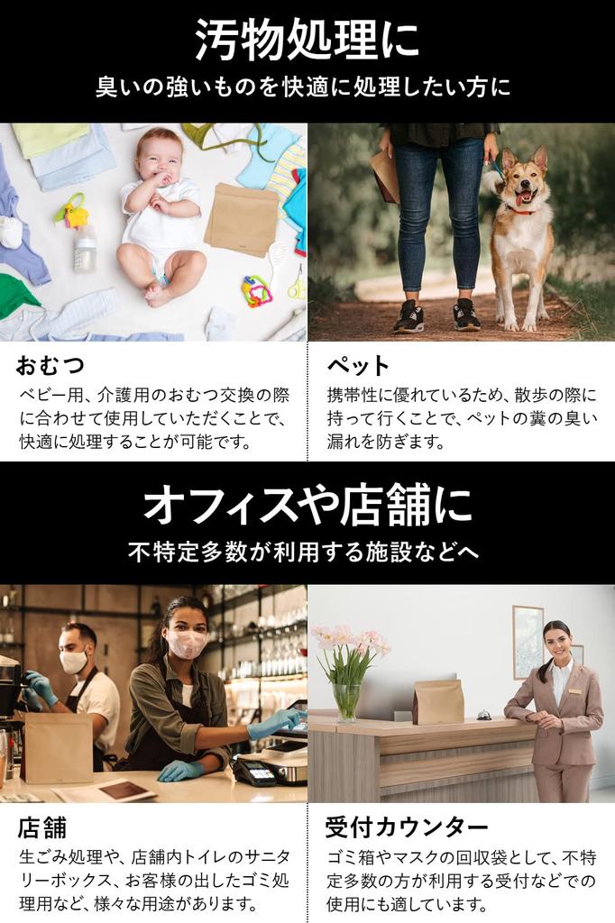 Fluto Strong Deodorizing Bag with Zipper Sanitary Box Disposable Deodorizing Bag Garbage Bag L Size Natural 30 Pieces X 2