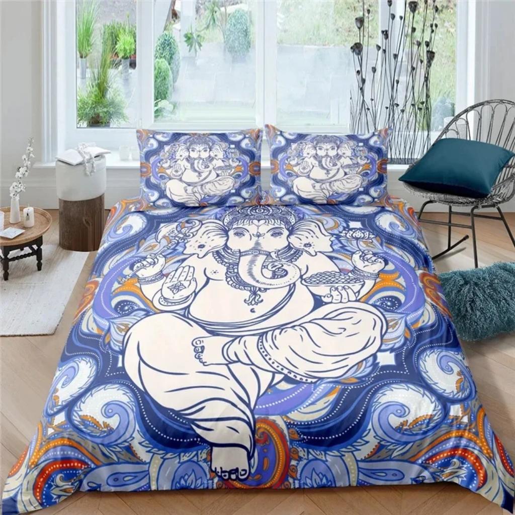 Bohemia Mandala Duvet Cover Indian Elephant Lord Ganesha Bedding Set Comforter Cover King For Boys Girls Room Decor