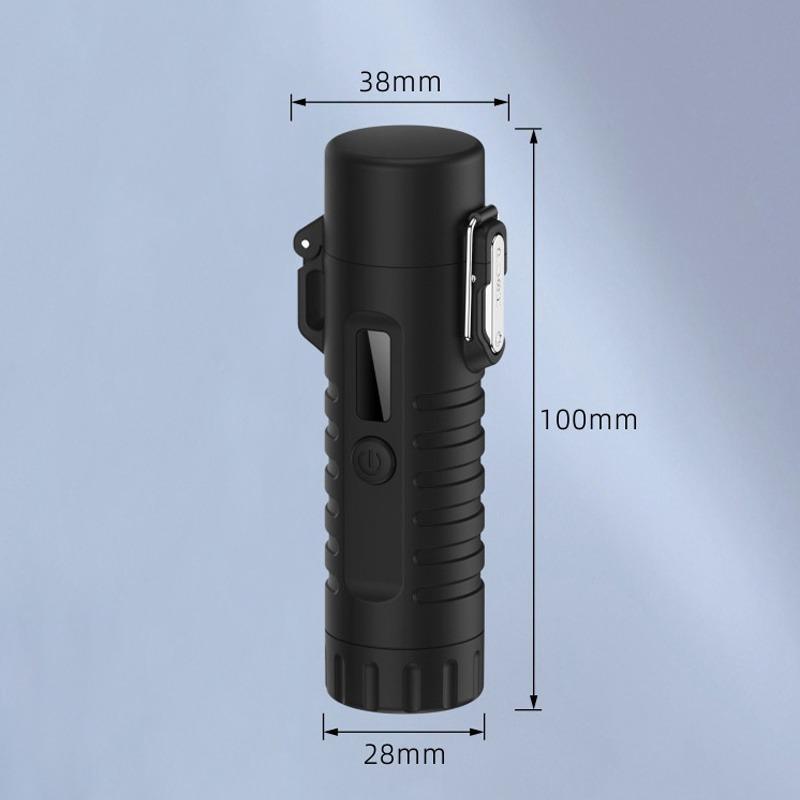 Electric Windproof Metal Lighter Flameless Dual Arc Plasma Rechargeable USB Waterproof Lighter with Flashlight Outdoor Tools