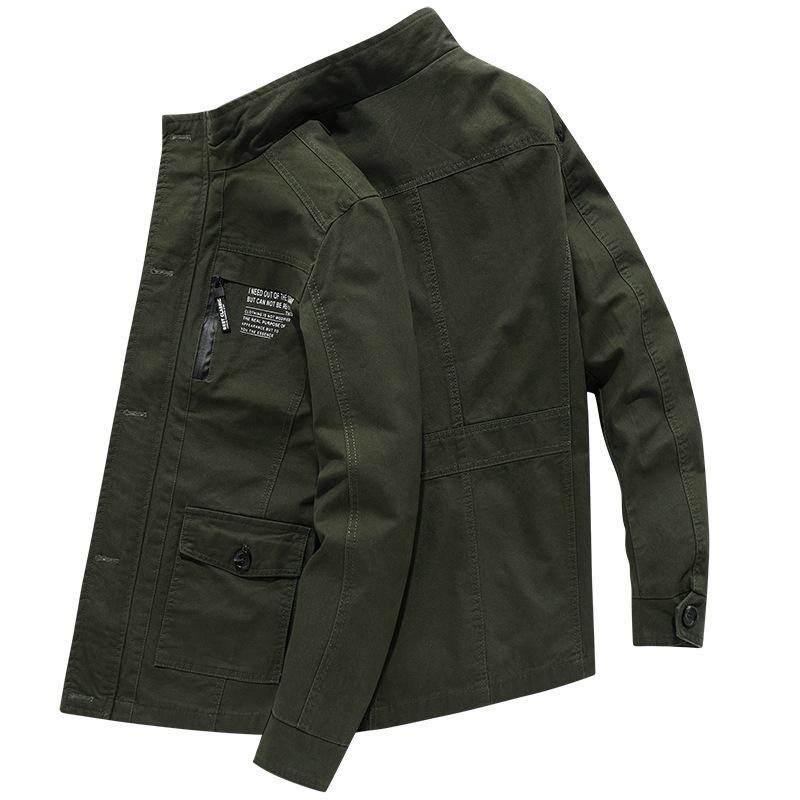 Men's Mid-Length Casual Cotton Jacket - Spring & Autumn, Plus Size, Loose Fit, Outdoor Sports, Dad Style.