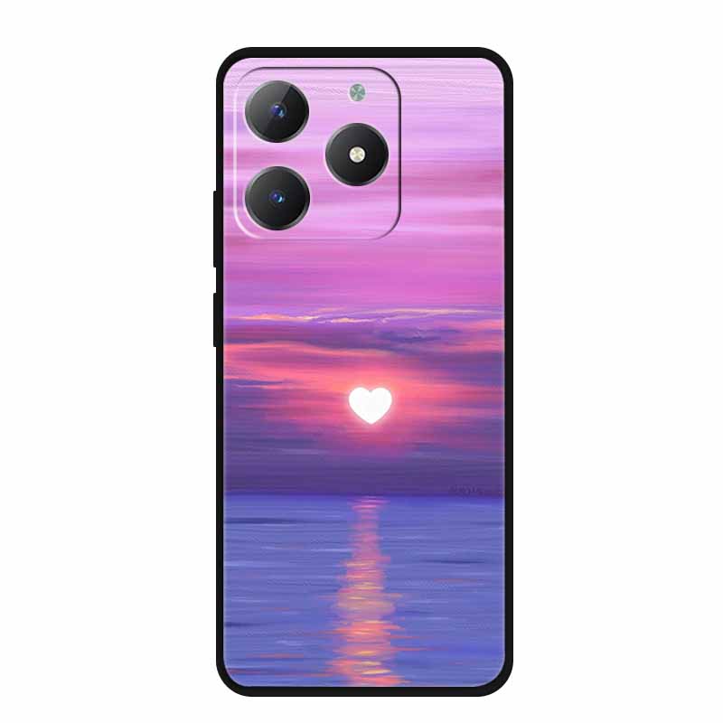For Realme Narzo N61 Phone Case N 61 Coque Flowers Black Silicone Soft Back Cover For Realme Note 60 Case Note60 Funda Bags Capa