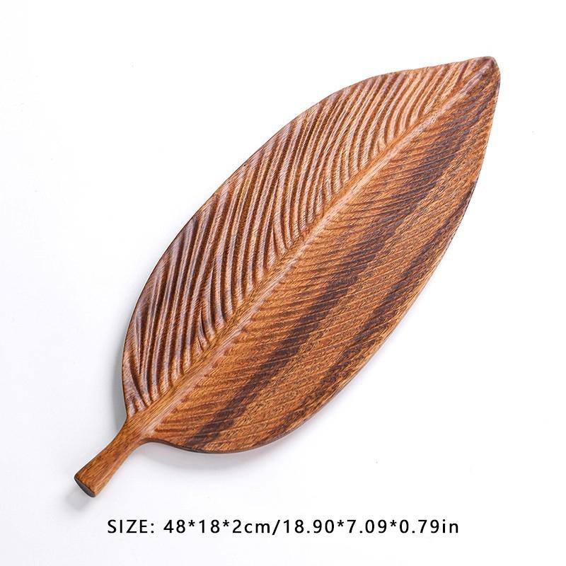 Creative Wooden Tea Tray Leaf Shape Walnut Wood Afternoon Tea Plate Snack Fruit Plate Chinese Tea Ceremony Decor Accessories