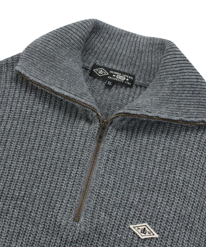 COLUMBIA UNIVERSITY 1754 Crown Overfit Half Zip-Up Sweater Charcoal
