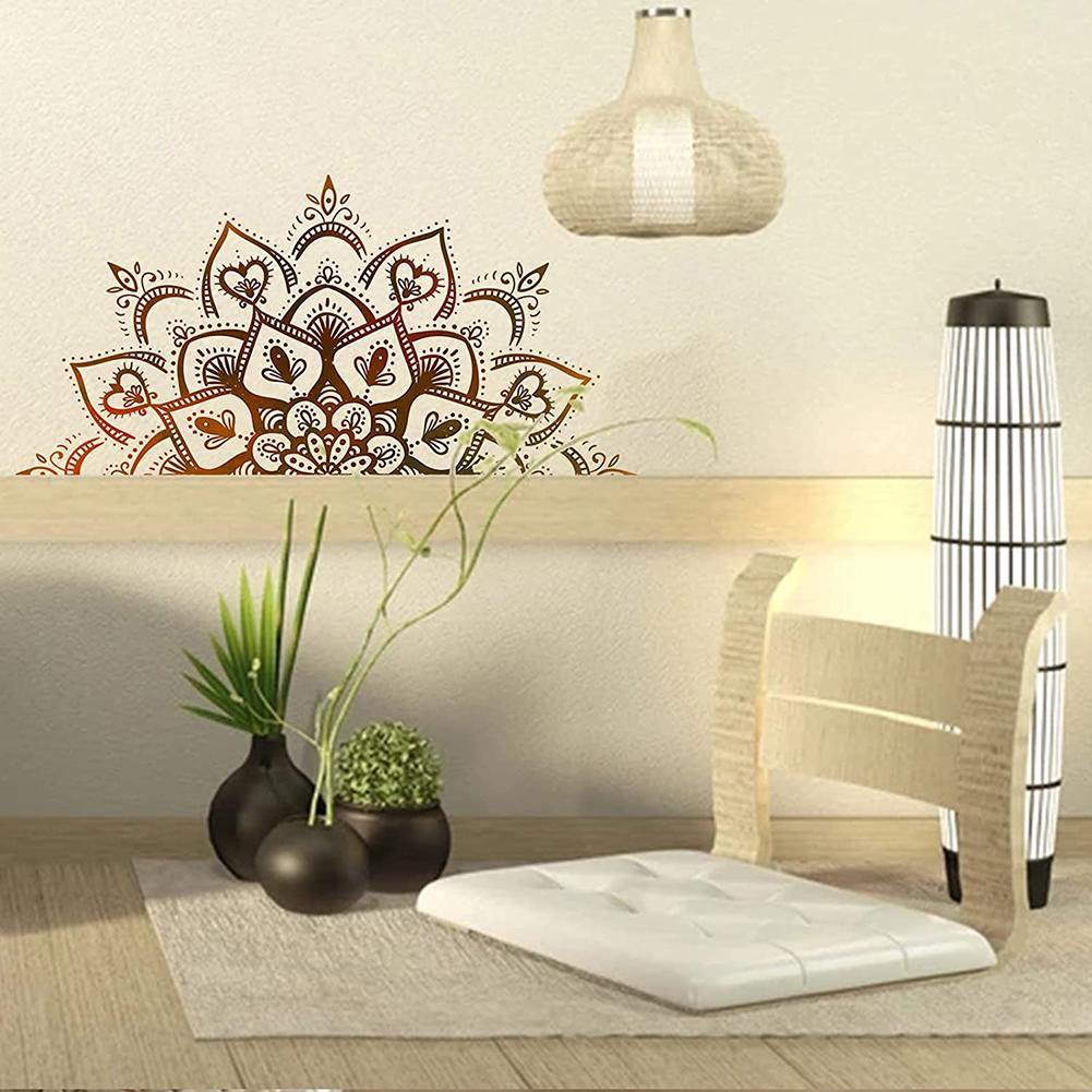 Lotus Wall Sticker Boho Mandala Flower Removable Wall Decals For Living Room Bedroom Tv Wall Decoration