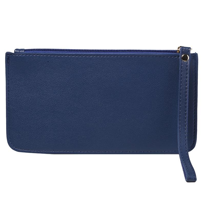 Women Vintage Long Wallet PU Leather Zipper Wallet Soild Color Large Capacity Card Holder Bag