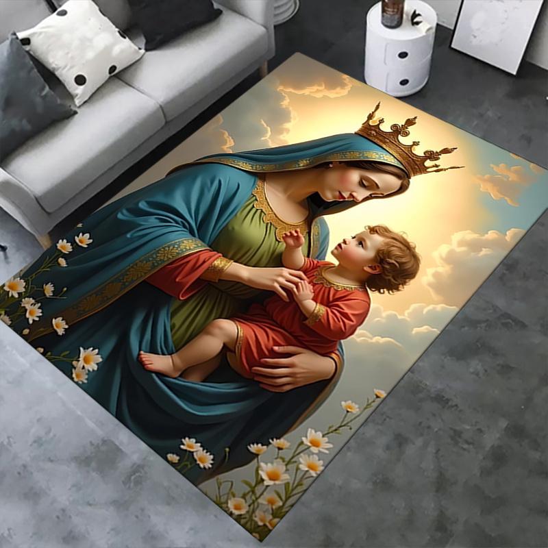 1pc Virgin Mary,Child Jesus,Serenity Office Carpet Soft Polyester Entrance Carpet Washable Non slip