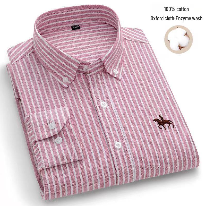 

Чоловіча сорочка Paul зі 100% бавовни в смужку з довгим рукавом Oxford - Весняно-осінній повсякденний топ для середнього віку 42/2XL