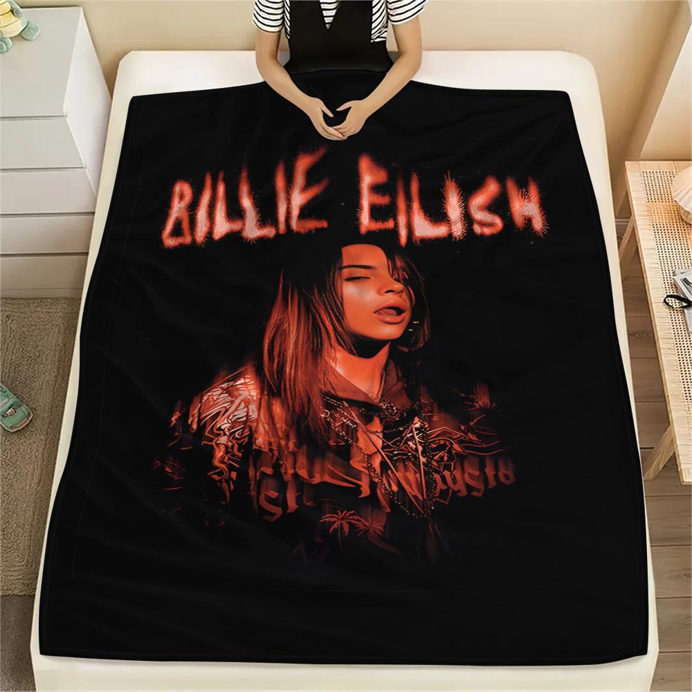 1PC Billie Eilish Print Flannel Blanket, High quality All Seasons, Home Decor, Warmth and Comfort, Perfect for Christmas Gifts