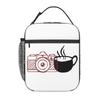 Camera And Coffee Pattern Insulated Lunch Bag for Women Children Leakproof Food Boxes Thermal Lunch Box Tote