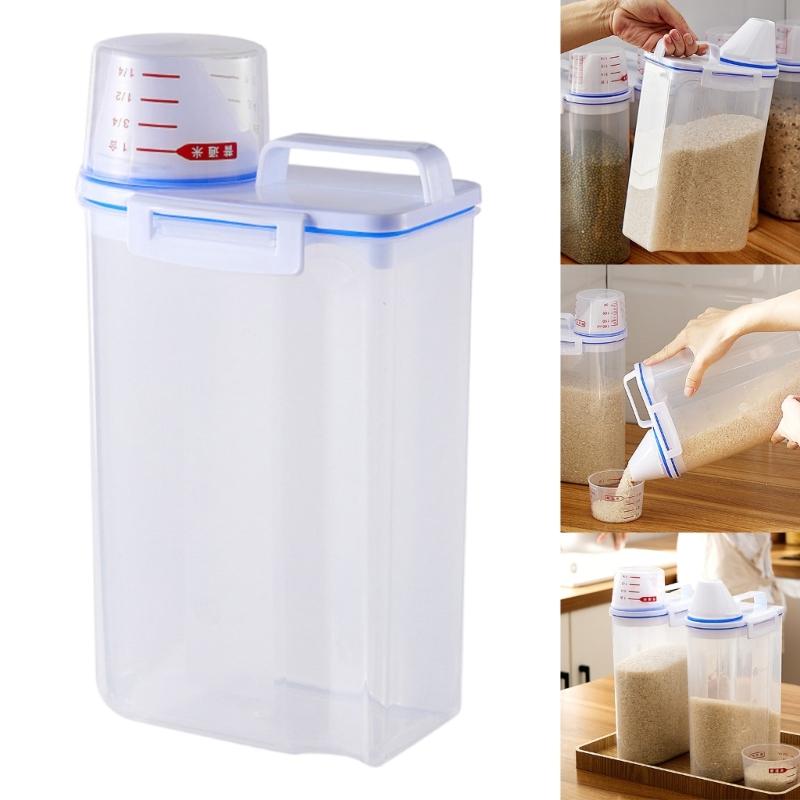 Durable Kitchen Rice Storage Bucket with Airtight Design to Prevent Moisture Clear View Panel for Content Visibility Ergonomic Carry Handle for