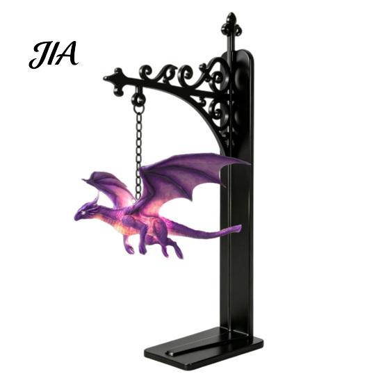 Fantasy-Thema Geschenk Magischer Fliegender Drache Bücherregal Lampe, Warmes Hängendes Nachtlicht, Harzfigur Leseecke Dekor, Einzigartig für Liebhaber Buch