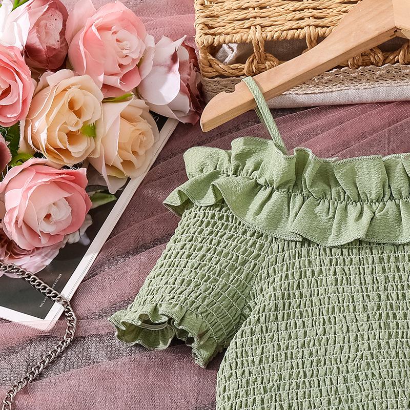 Mädchenkleid Sommer Neue Mode Süß Rüschen Ein Schulterträger Kurzarm Taillenbetonendes Prinzessinnenkleid