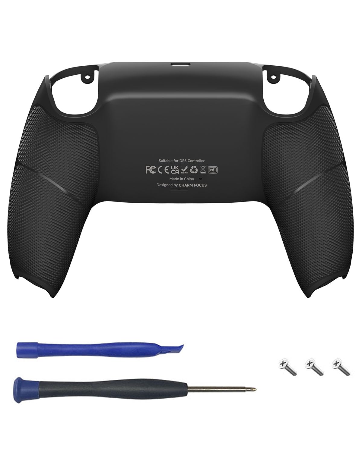 Накладка-чехол на заднюю панель для контроллера PS5, мягкая резиновая накладка и противоскользящая ромбовидная текстура, бесшовная замена панели контроллера PS5 чёрный