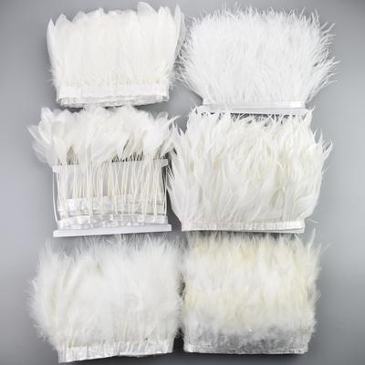 1 Metro Piume di Fagiano Bianco Nero per Lavori a Maglia Nastro su Nastro Tacchino Struzzo Frange Decorative Oca Marabù Passamanerie per Cucito