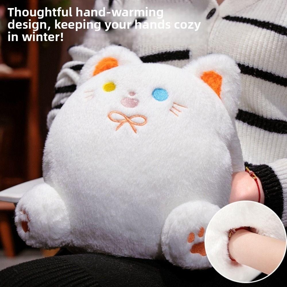 Smile White Cat Plush Pillow PP Cotton Black Cat Plush Doll  Birthday Christmas