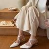 Thin Heel Wedding Shoes for Bride Women's Pointed Toe Bridal Shoes Cross Strap Wedding Heels Satin Prom Party Dress Pumps