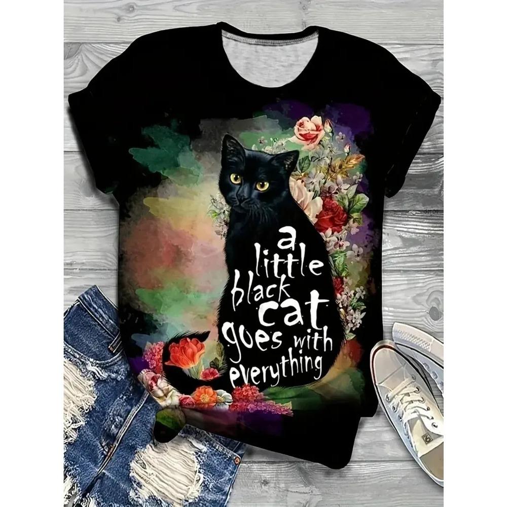 Sommer Damen T-Shirt Kreativ Lustig 3D Gedrucktes Kurzarm T-Shirt Modisch Bequem Weich Atmungsaktiv Groß Locker T-Shirt