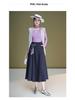 Autumn Silk Scarf Bow A-Line Pleated Skirt for Women